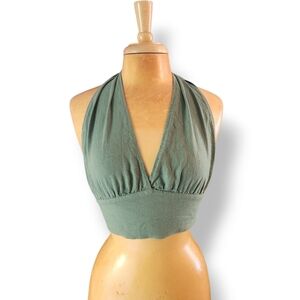 Brandy Melville Olive Green Halter Crop Top